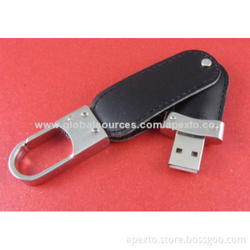 Leather USB Flash Drive with 4 or 8GB Memory Capacity and Plug-and-play Function, Custom Colors